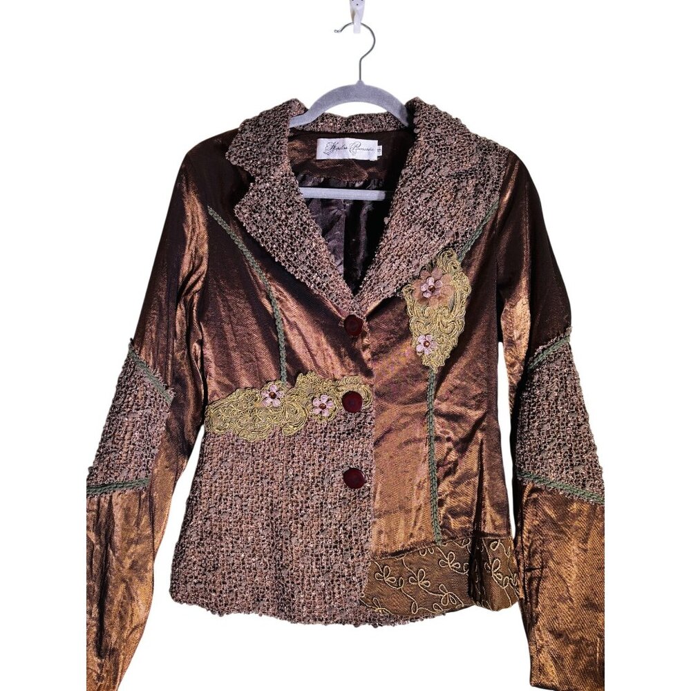 Hopeless Romantic Victorian Metallic Bronze Jacket Intricate Embellishments